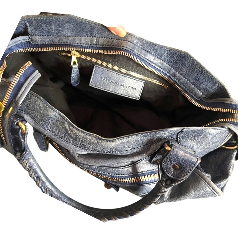 BALENCIAGA Moto Le City Giant Blue 
Lambskin Leather Handbag &  Wallet - Picture 9 of 17